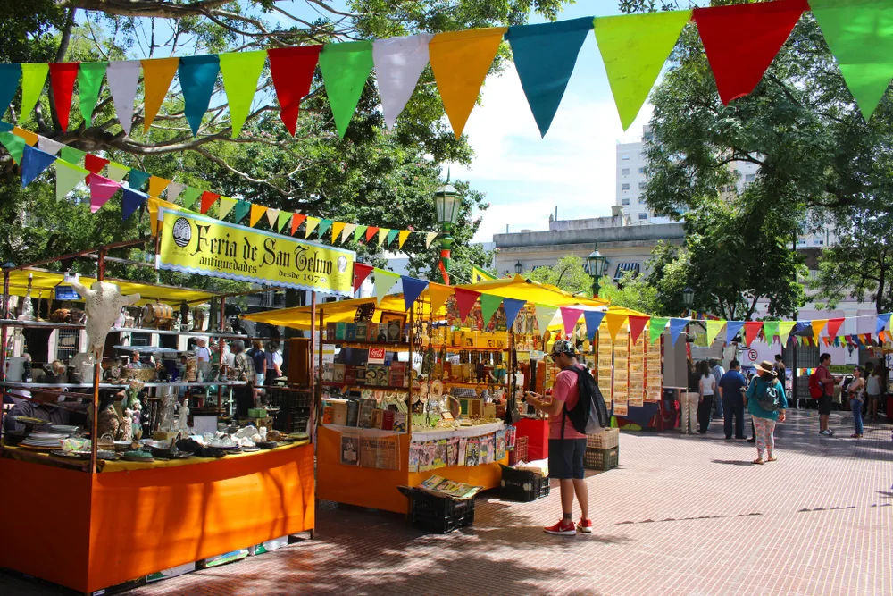 Open-air market in Feria De San Pedro Telmo pictured during the best time to go to Buenos Aires