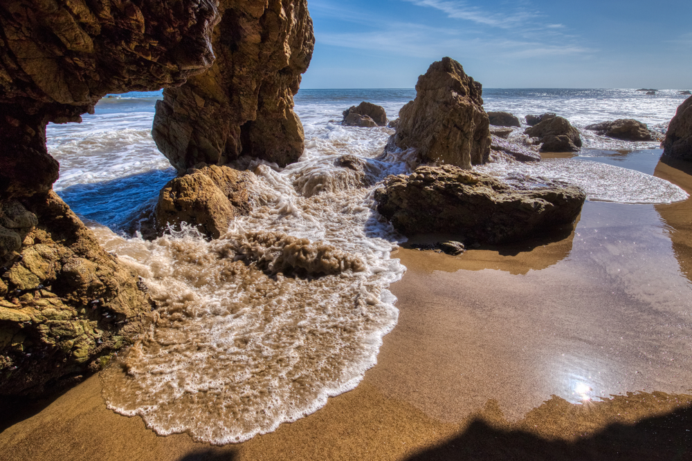 Rock arch at El Matador Beach in Malibu, ranked as one of the best beaches in California with beautiful scenery near LA