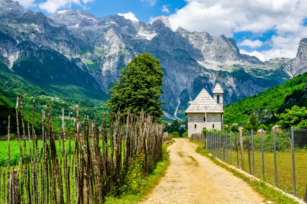 Valbona Alps in Theth village shows the beautiful mountain landscape of the country as a reason to visit