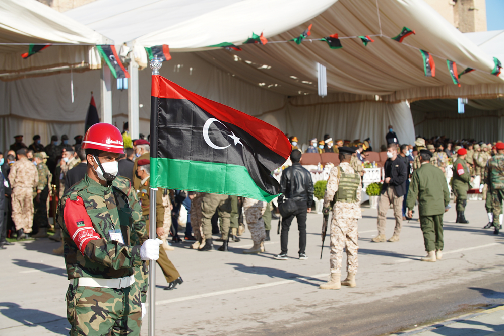 Various soldiers at the Martyrs Square in Tripoli