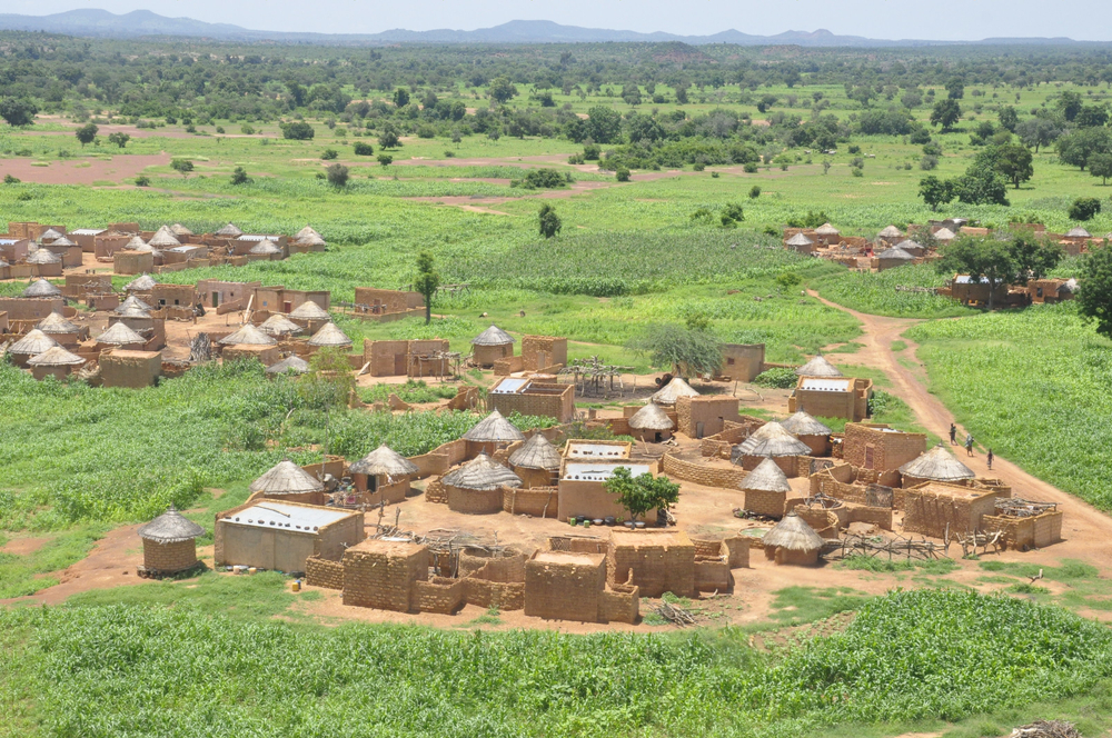 Aerial view of village in winter in Burkina Faso, one of the top 10 dangerous countries in Africa