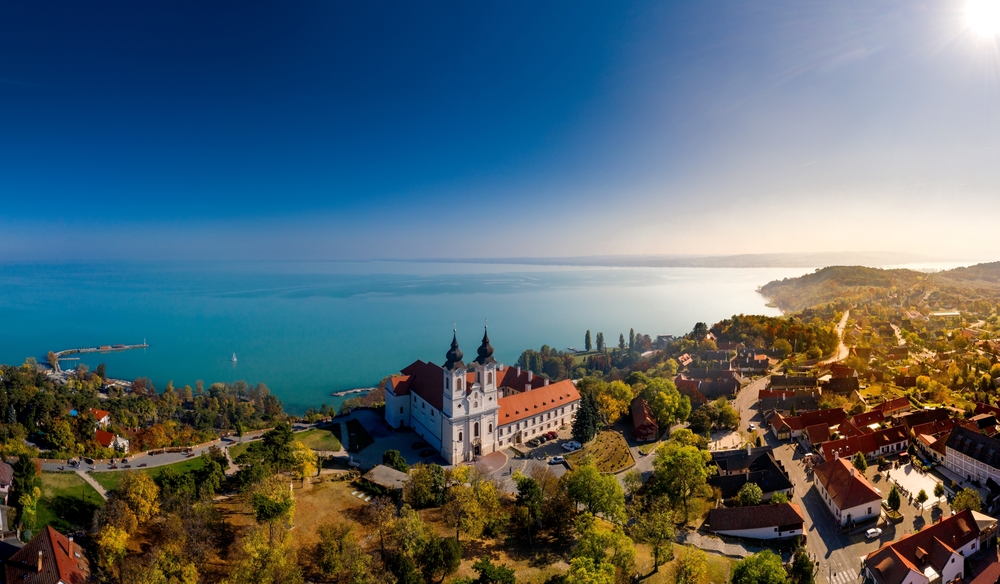 Lake Balaton in Tihany with the abbey by the shore during the best time to visit Hungary in summer