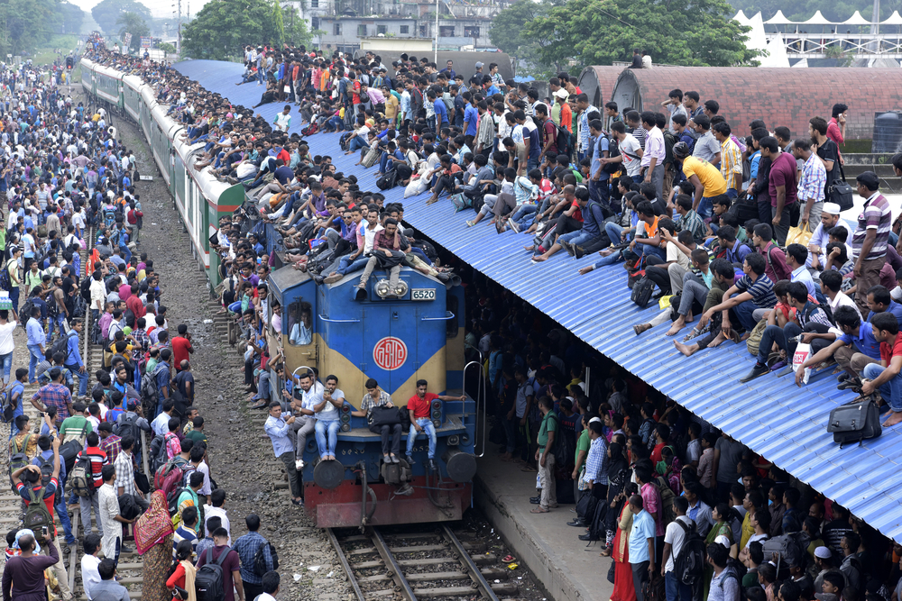 Countless Indians on a train in Dhaka pictured for a piece titled Is Bangladesh Safe to Visit