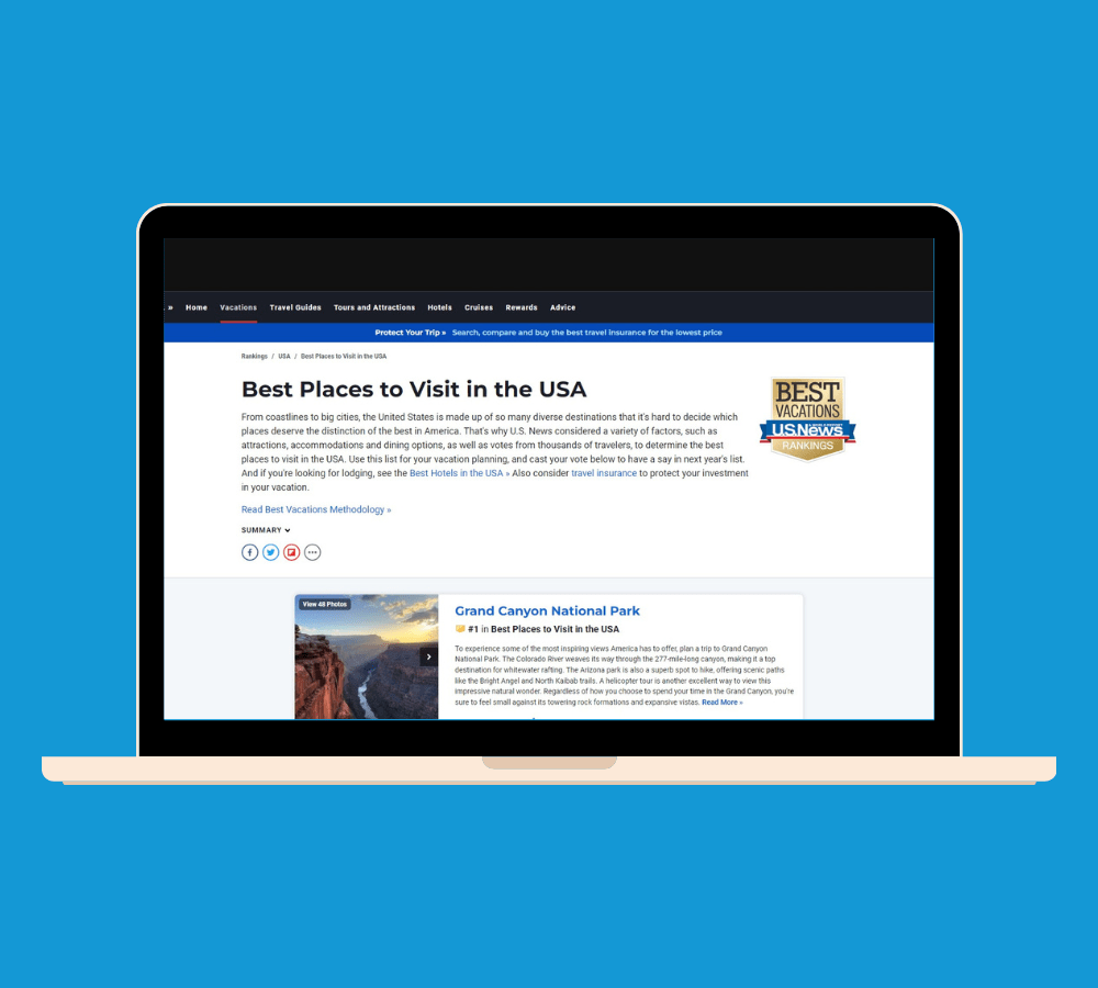 US News, one of the best travel websites to use when booking a trip