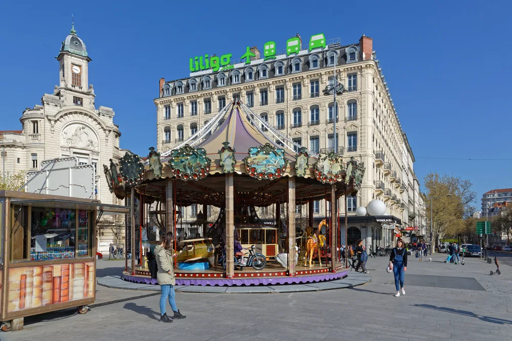 Carousel pictured in the Guillotière district for a piece titled Where to Stay When Visiting Lyon, France