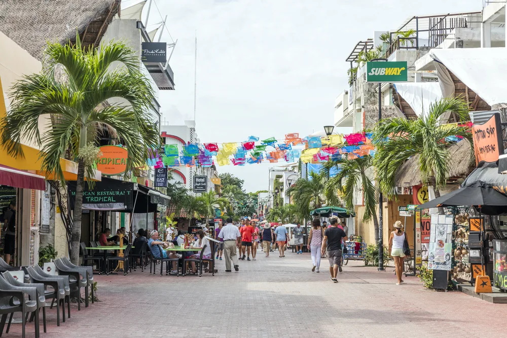 Downtown area in Playa del Carmen in Mexico for a guide to whether or not Riviera Maya is safe to visit