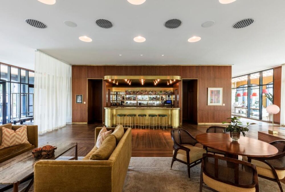 Bar area and lobby of The Dewberry Charleston, one of the city's best boutique hotels