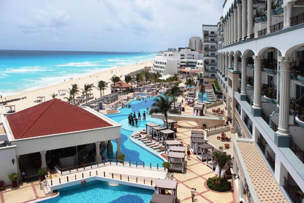 Pool deck at the Hyatt Zilara, one of the best adults-only all-inclusive resorts in Cancun