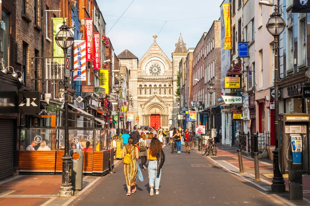Photo of the picturesque South Anne Street and St. Ann's Church in Dublin, pictured for a guide titled Is Dublin Safe to Visit