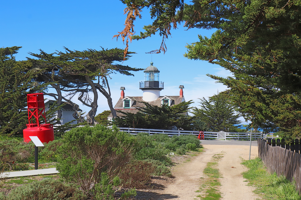 View of the Point Pinos lighthouse in Pacific Grove, one of the best places to stay in Monterey California
