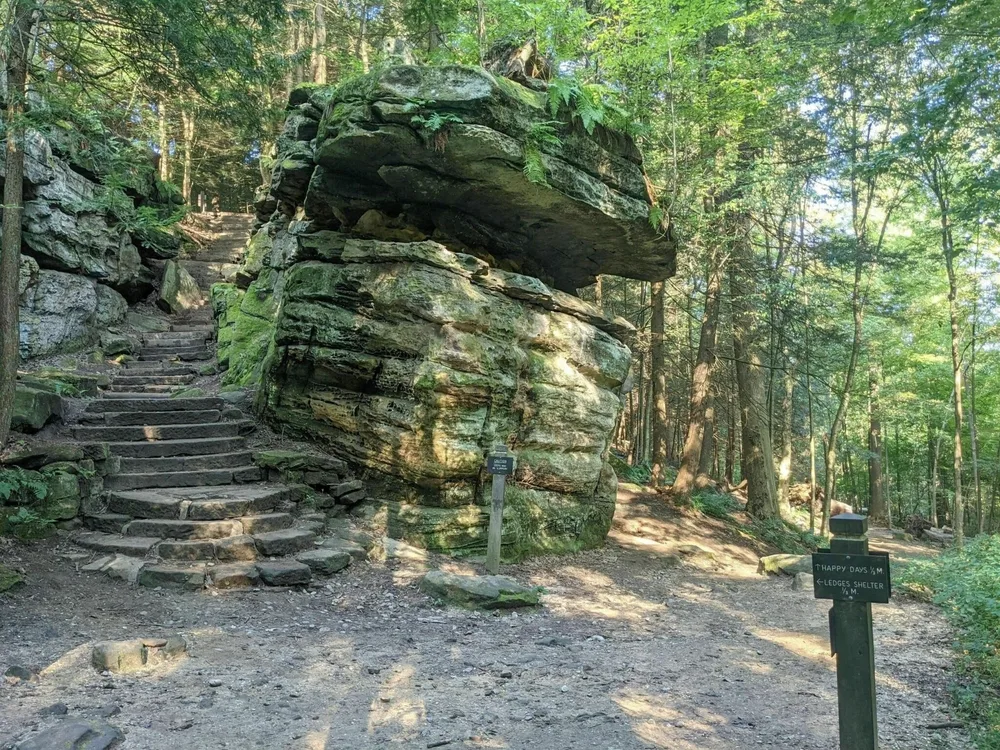 Neat rock face at the Cuyahoga Valley National Park, taken during the overall best time to visit, in the summer