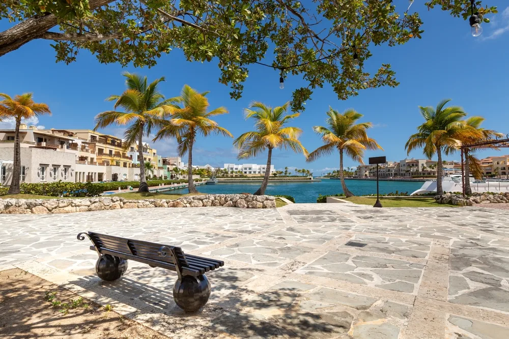 Beautiful tourist area of the Cap Cana Marina pictured for a guide to whether or not Punta Cana is safe to visit