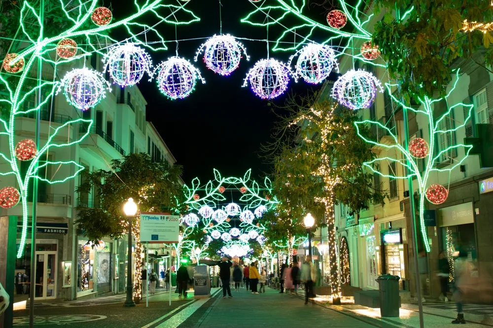 Photo of the neat Christmas market in Funchal, Madeira pictured during the best time to visit the Mediterranean