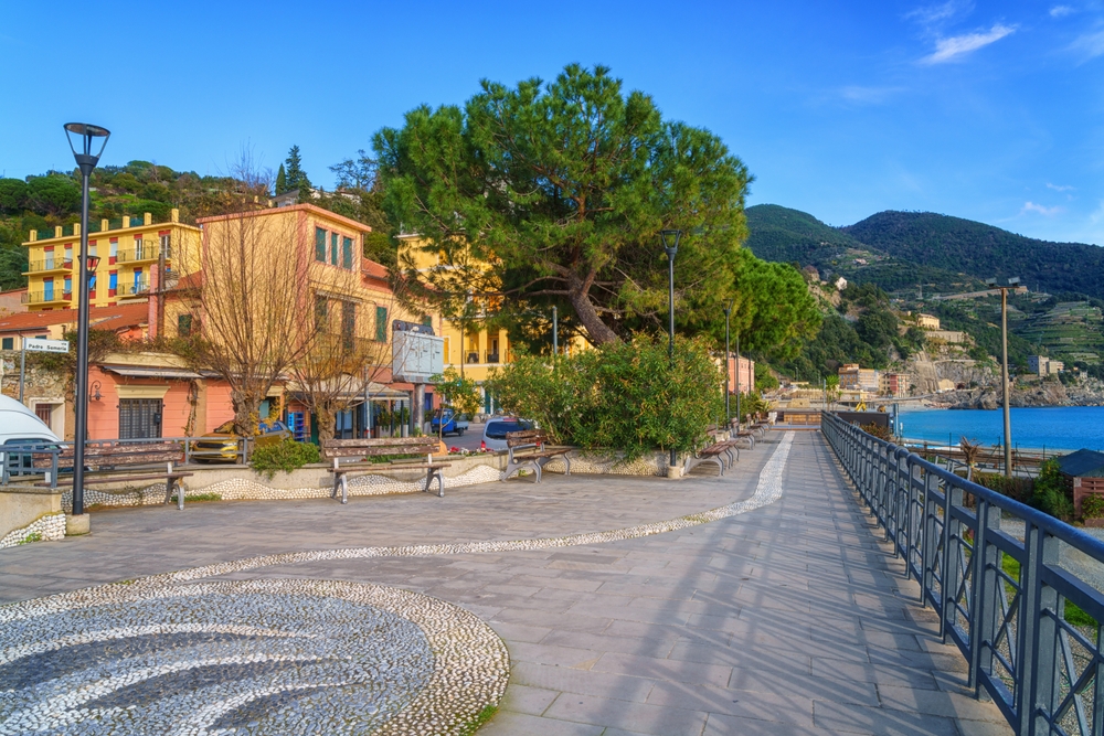 Scenic view of the cozy seaside Italian village in Cinque Terre named Monterosso al Mare