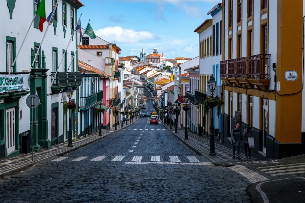Photo of the old block street in Angra Do Heroismo to illustrate that you need to be careful at night for a piece on whether or not the Azores are safe to visit