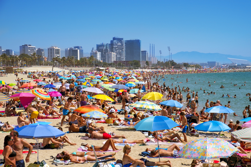 Extremely busy day in Barcelona pictured during the worst time to visit the Mediterranean, July