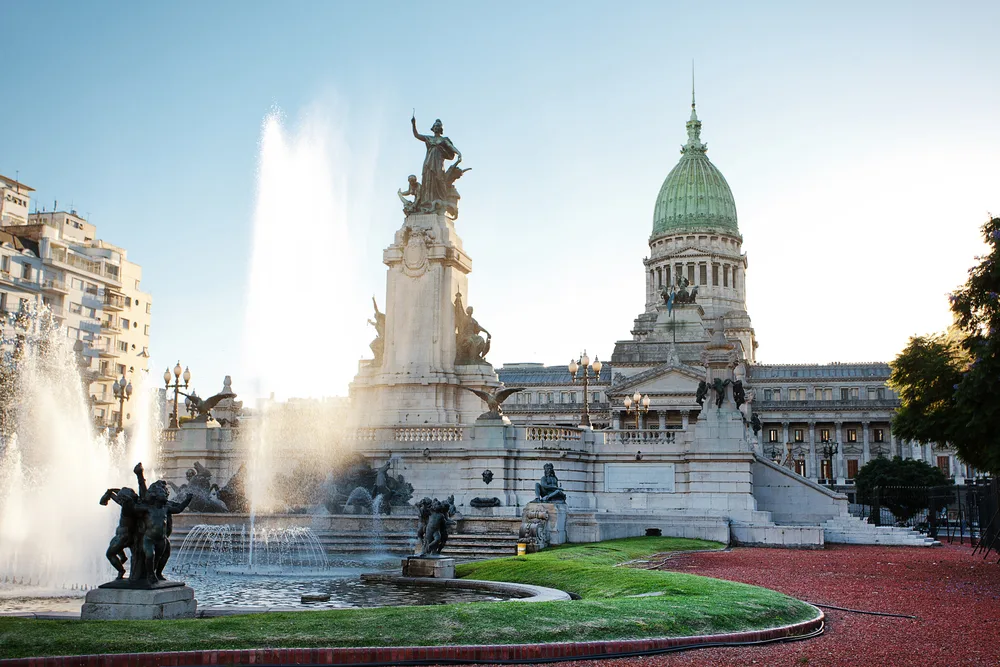Afternoon view of the magnificent National Congress building in Buenos Aires