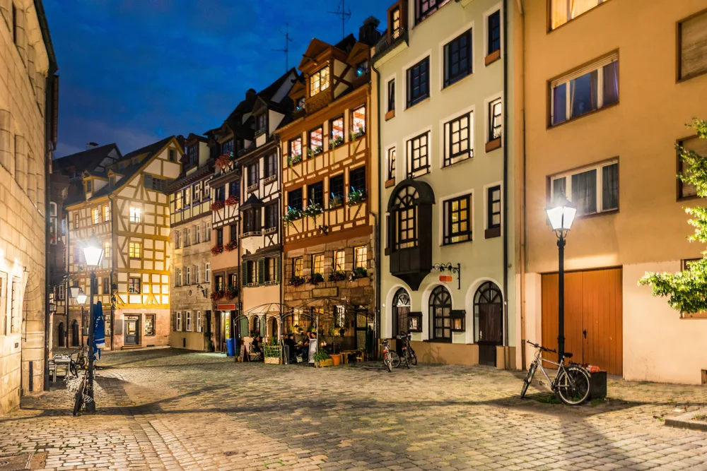 Old street in the historic Nuremberg town