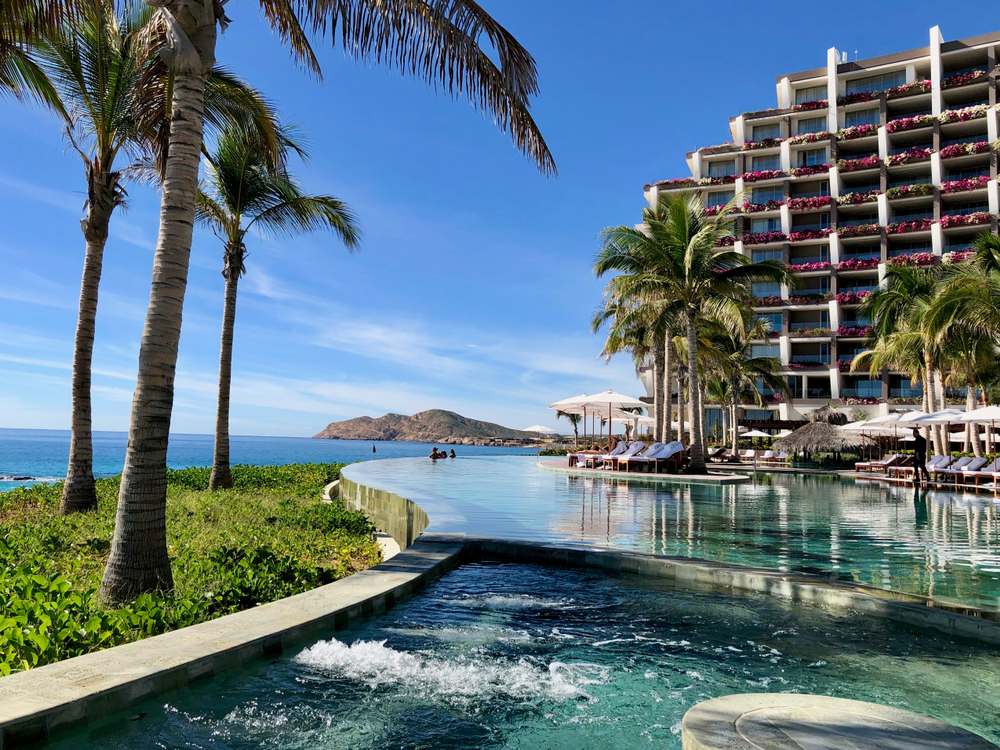 Gorgeous view of the Grand Velas resort overlooking the ocean in Cabo