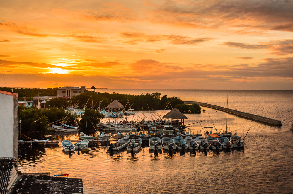 Beautiful orange sky over San Felipe on the Yucatan Peninsula, featured for a guide to the best areas to stay in Baja California