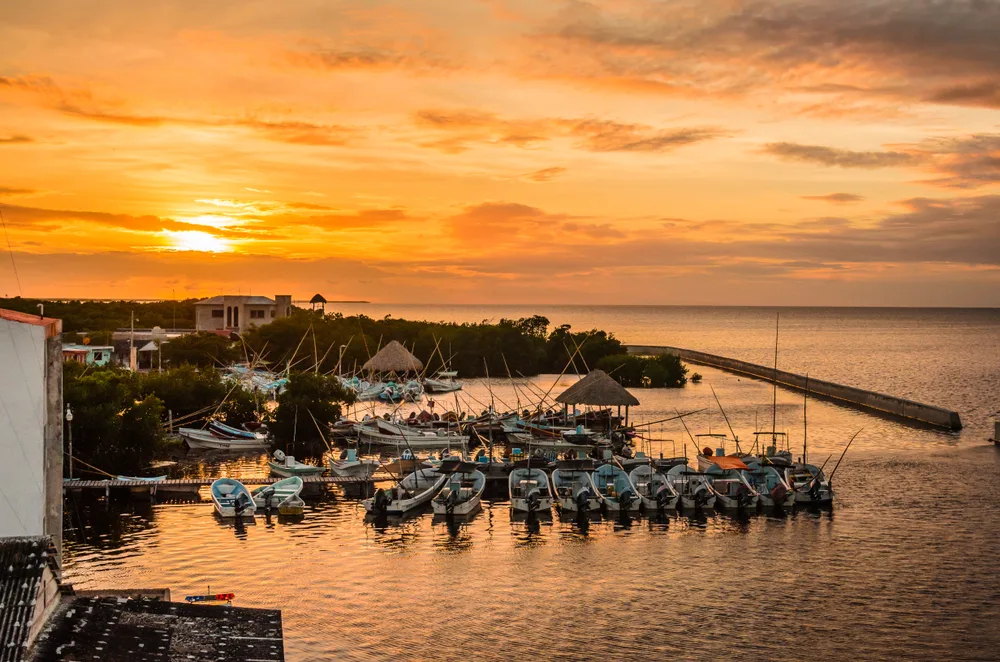 Beautiful orange sky over San Felipe on the Yucatan Peninsula, featured for a guide to the best areas to stay in Baja California