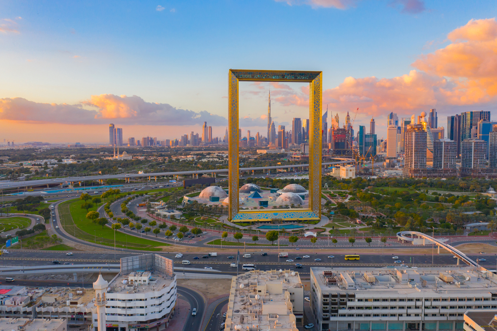 Enormous Frame in Dubai pictured for a guide on what a trip to Dubai costs