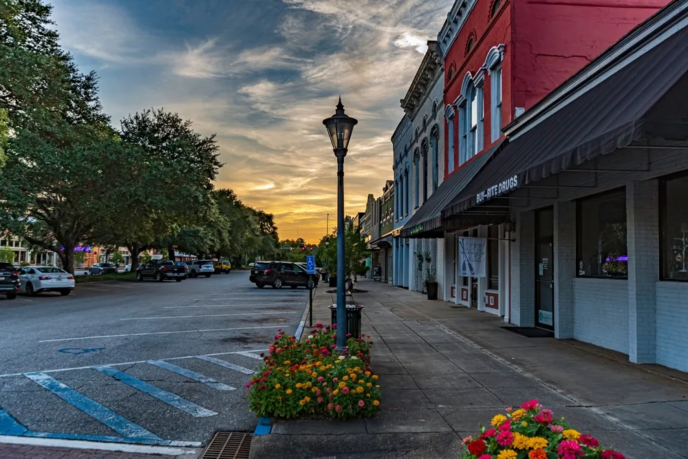 Gorgeous sunset over Eufaula, Alabama, pictured during the city's worst time to visit, the summer