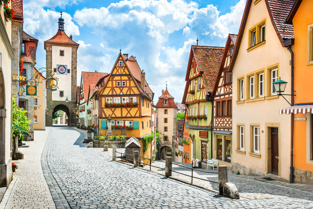 Gorgeous postcard view of the famous town of Rothenburg for a guide titled Trip to Germany Cost