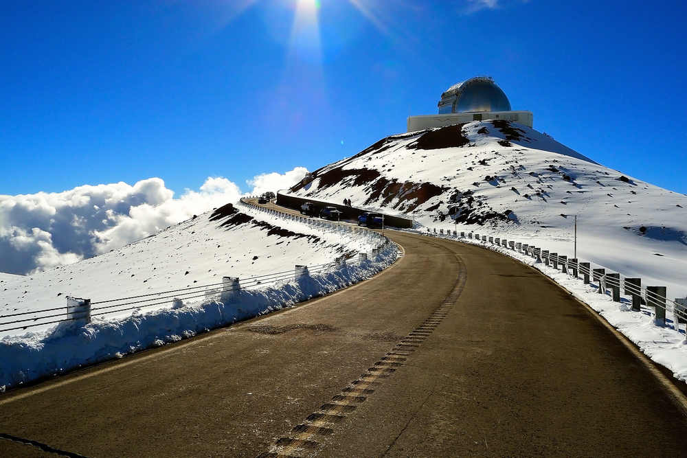 Winter view of the Mauna Kea road observatory, one of the best things to do on the Big Island