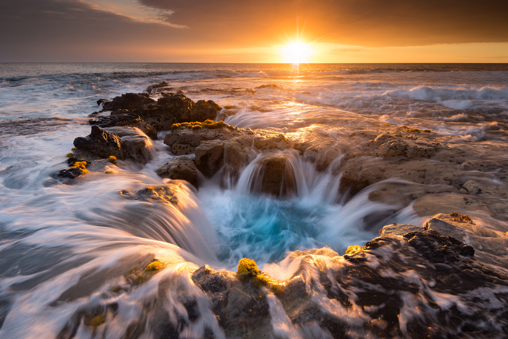 Water flowing into the natural Pools of Paradise on the Big Island