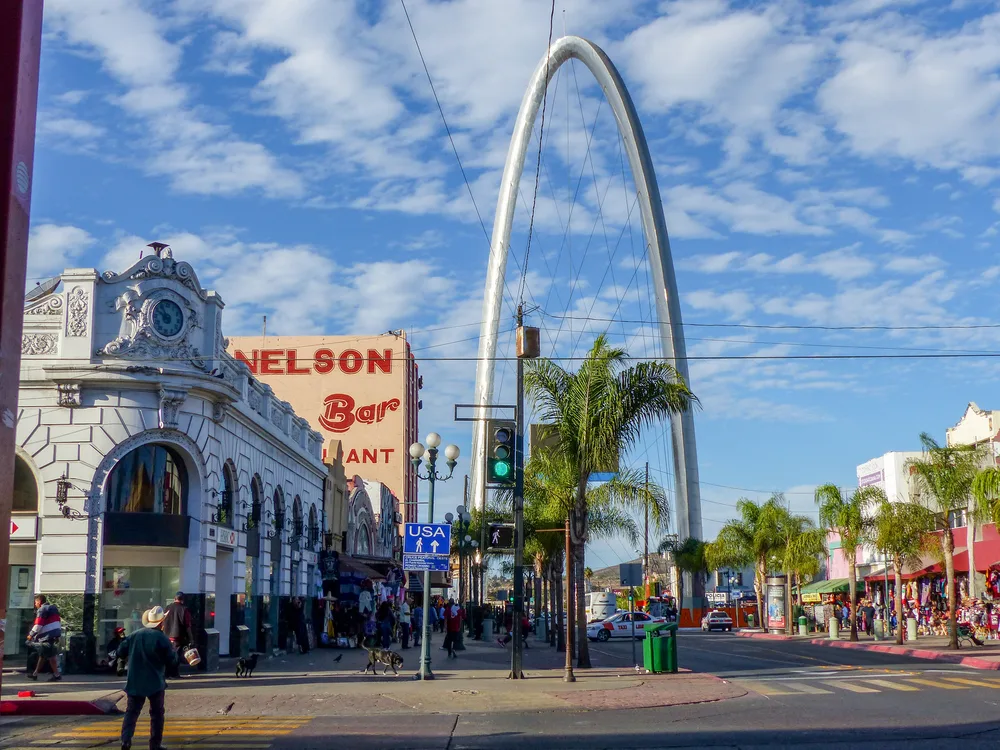 Photo of an arch in Tijuana to illustrate that some areas in Baja California are not safe to visit