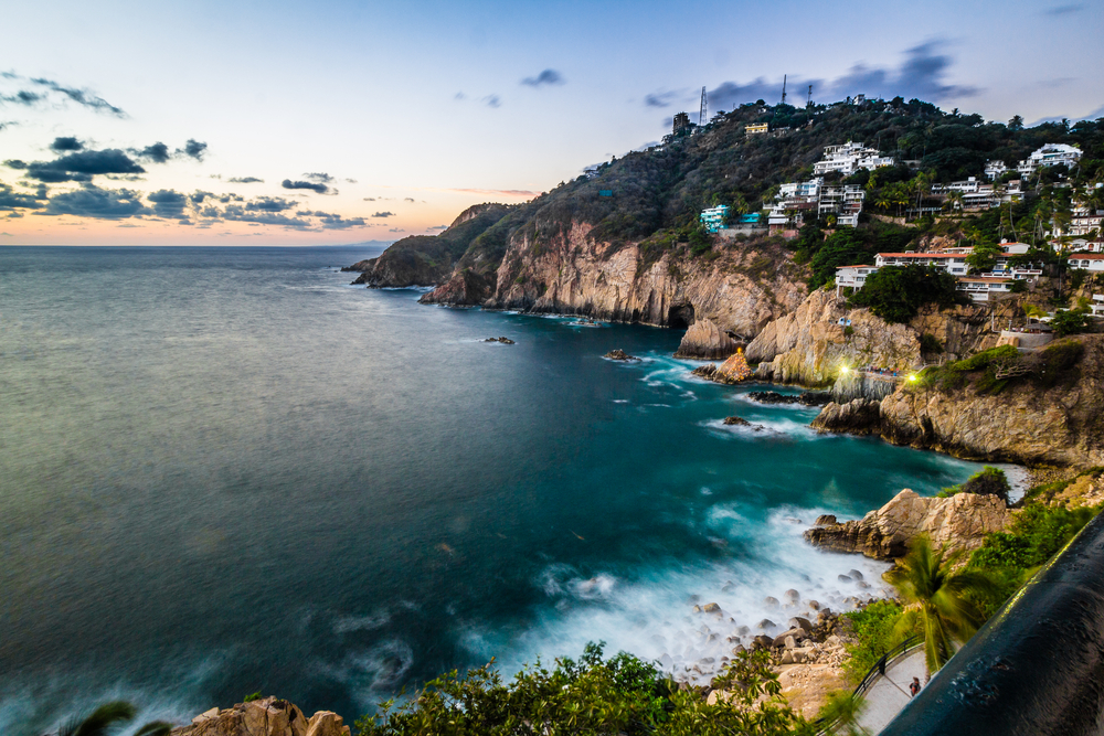 Famous cliffs of Quebrada in the old town, one of the best places to stay when in Acapulco