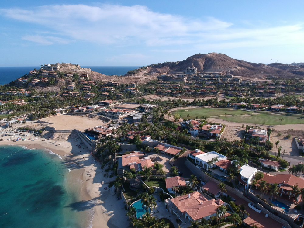 Aerial image of Palmilla Beach pictured as one of the best areas to stay in Cabo