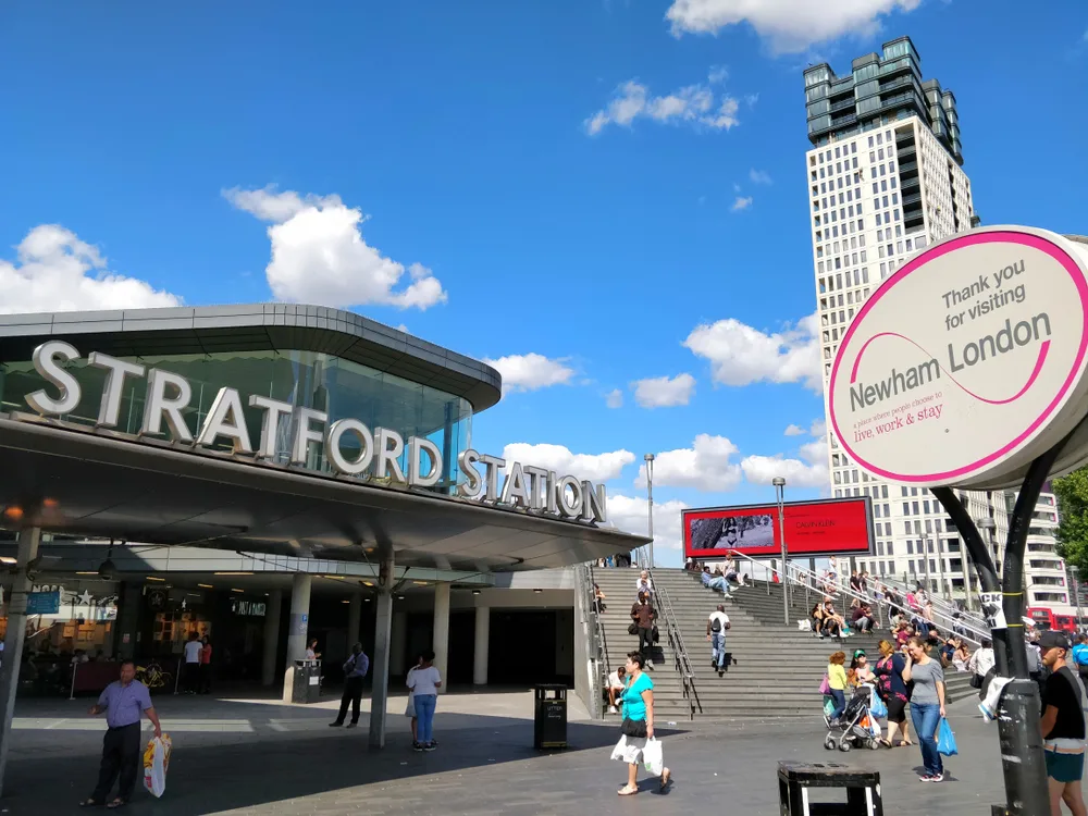 Stratford Station in Newham pictured for a guide to the places to go and avoid to stay safe in London