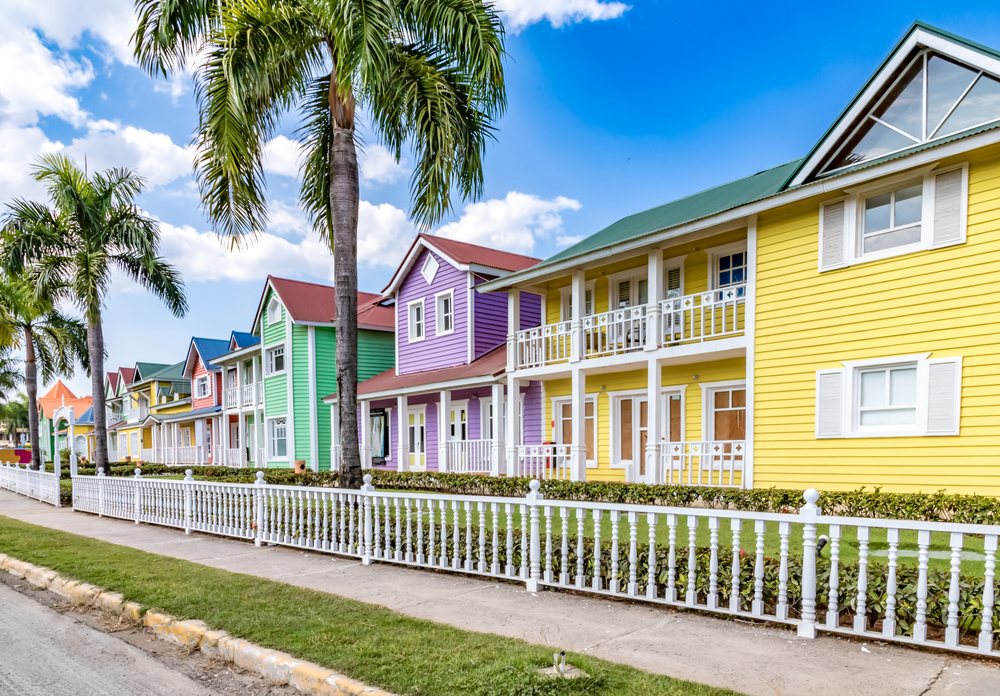 Photo of the typical colorful homes lining the streets of Samana in the Dominican Republic