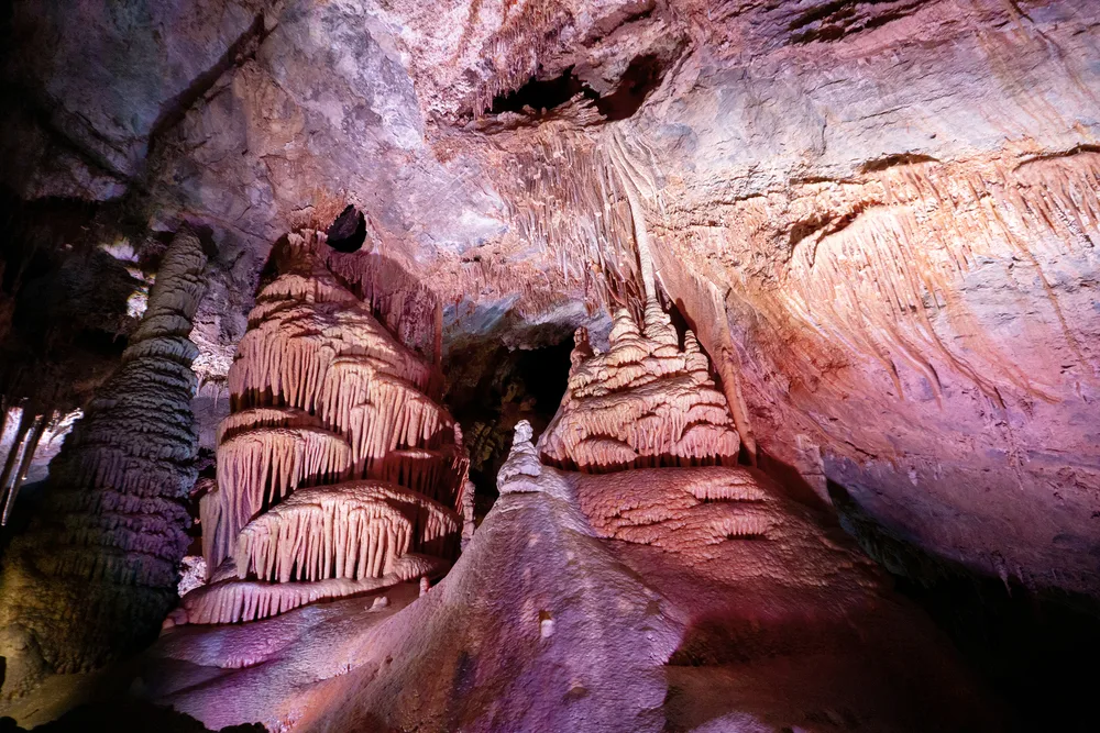 Unique rock formations in a cave. 