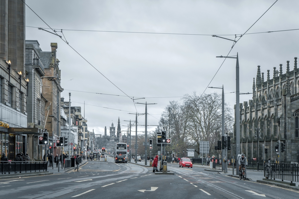 View of Princes Street from the intersection of this and Lothian Road for a guide titled Is Edinburgh Safe to Visit