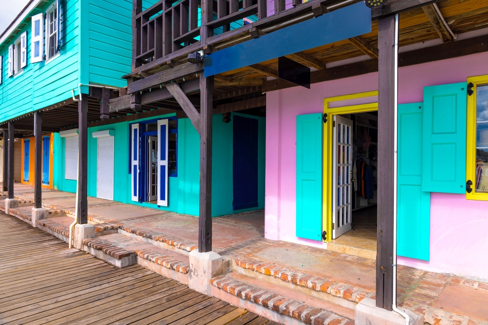 Photo of colorful houses in Redcliffe Quay in St Johns pictured for a guide titled Is Antigua Safe to Visit