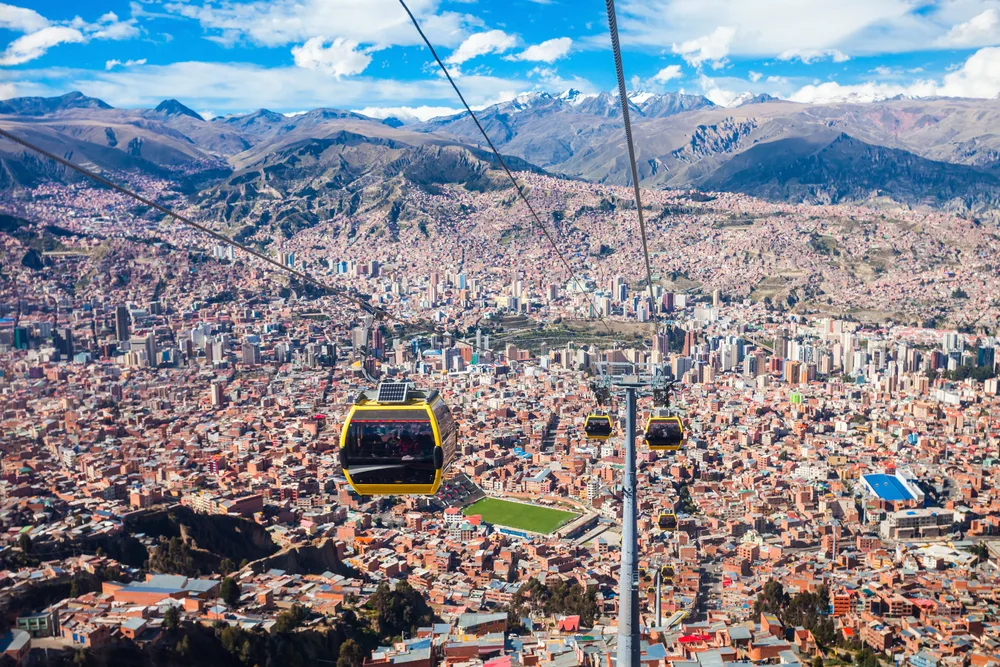Cable cars traversing above one of the highest and populated cities in Bolivia, among the facts about the country.
