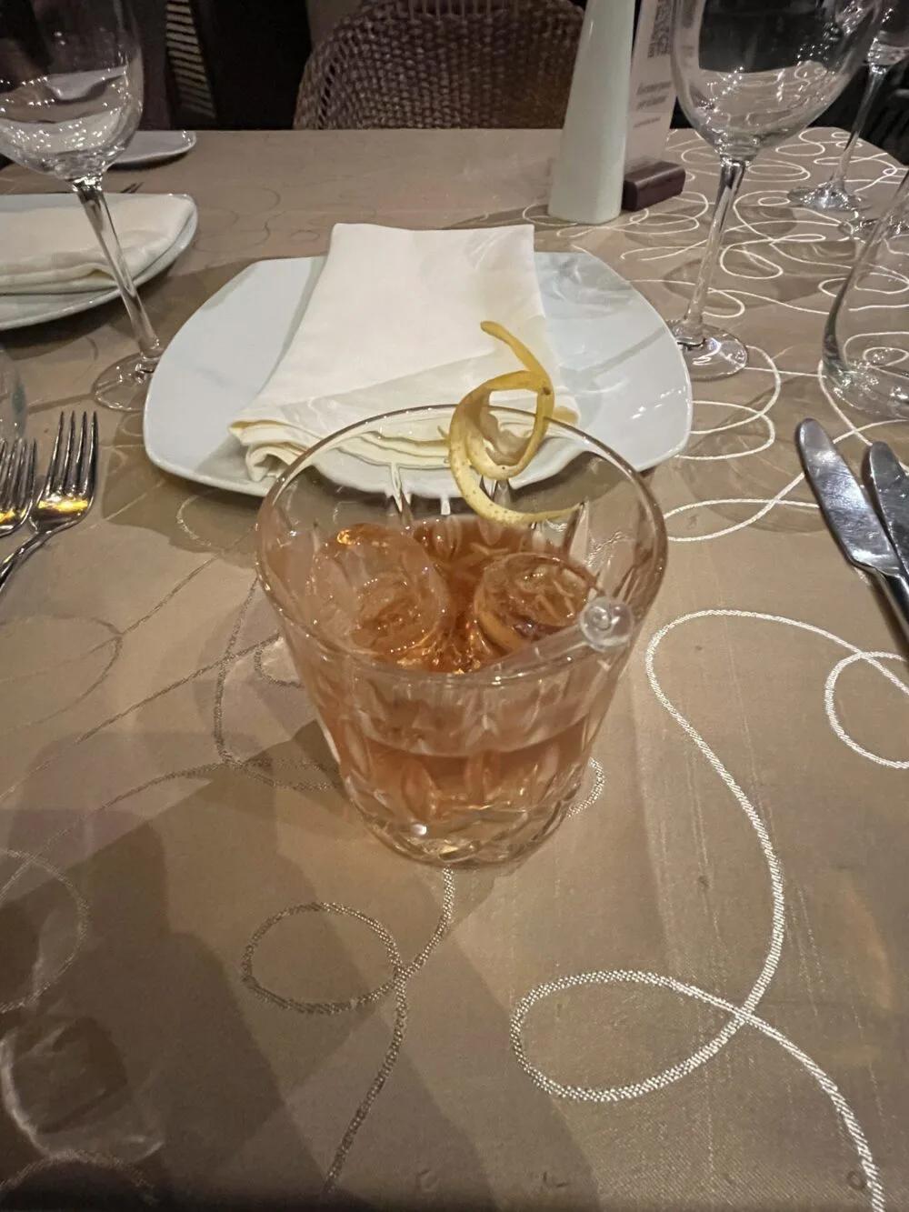 Old fashioned at Tremonto for a review of the Vidanta Grand Luxxe in Riviera Maya