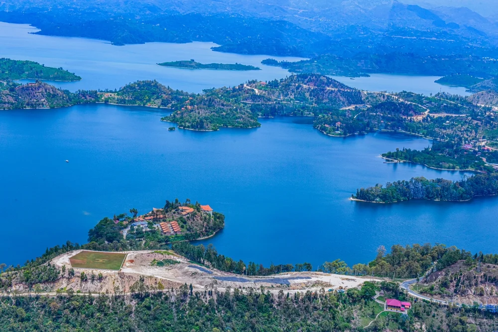 an archipelago in Gisenyi, our pick on one of the best areas to stay in Rwanda, the islands are filled with lush forest and several structures.