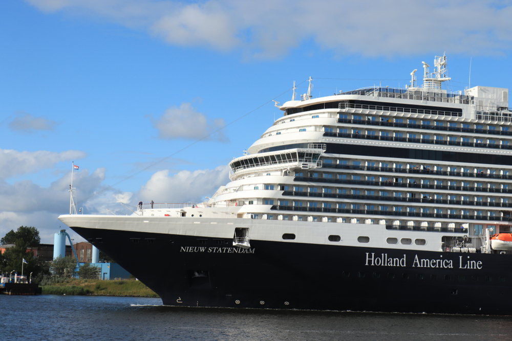 The MS Nieuw Statendam operated by Holland America Line, one of the cruise shipping lines the operate in the Caribbean, an image for the guide about cruise cost in the area.