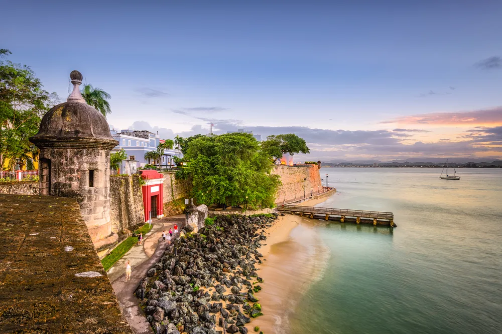 Cliffside fort in San Juan pictured on Puerto Rico, one of the Caribbean islands