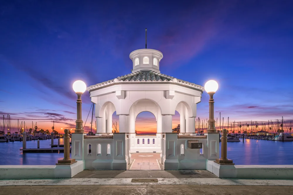 Gazebo on the boardwalk of Corpus Christi, pictured in the evening on a clear day during the best time to visit