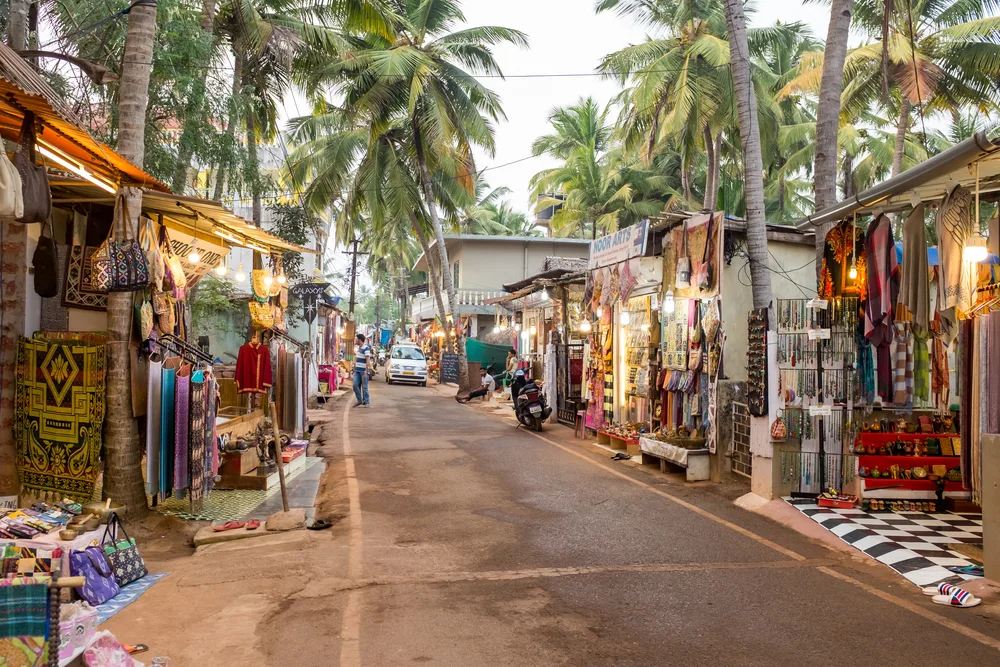 Photo of little shops on Agonda Beach Road pictured during the best time to visit Goa