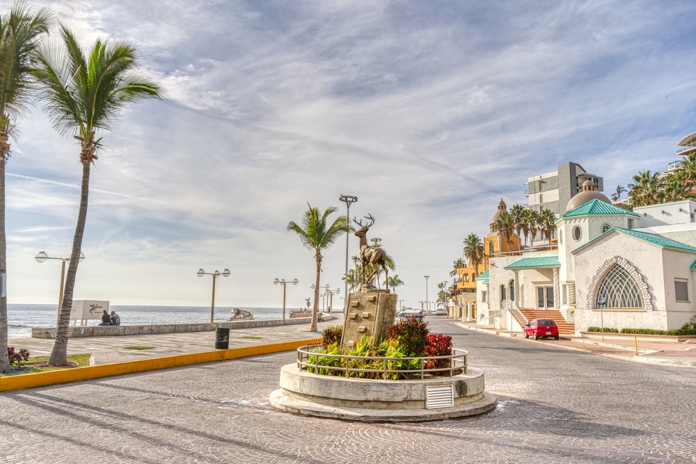 Neat historical area in Mazatlan pictured under blue skies during one of the best overall times to visit, the spring and fall