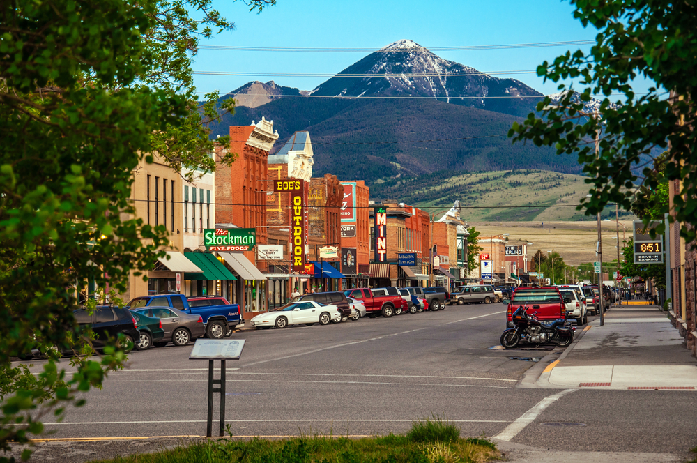 Gorgeous postcard-worthy shot of downtown Livingston pictured during the best time to visit Montana, the summer