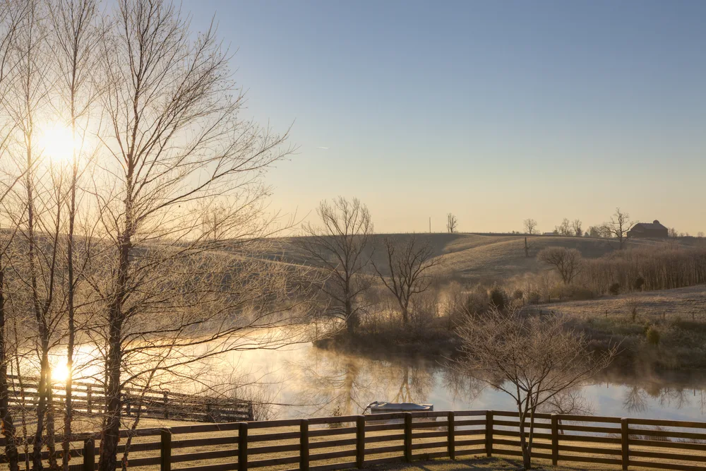 Frosty morning in rural Kentucky during the worst time to visit