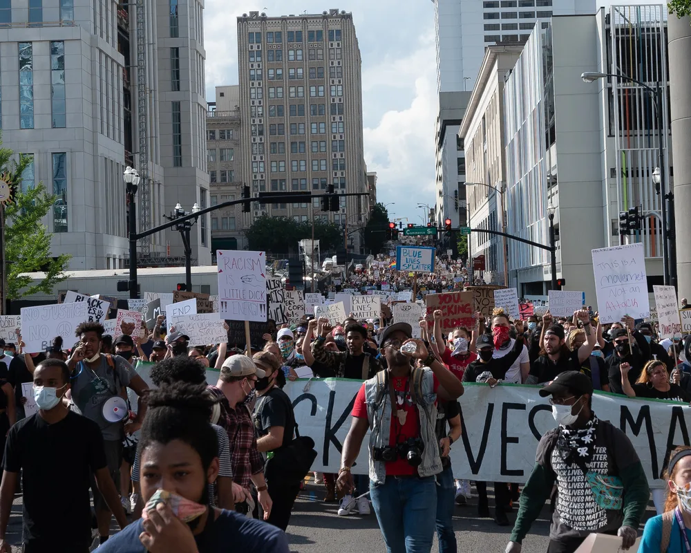 Protesters in a bad part of Nashville pictured for a guide to whether or not the city is safe to visit