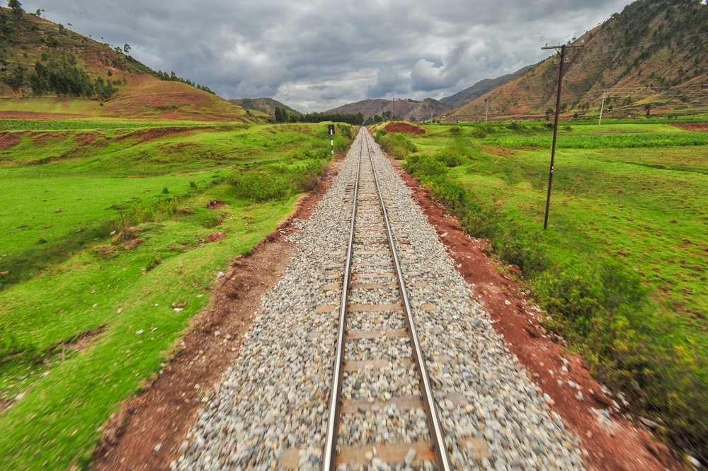 Train tracks seen running into the distance between Cusco and Machu Picchu, pictured during the area's best time to visit
